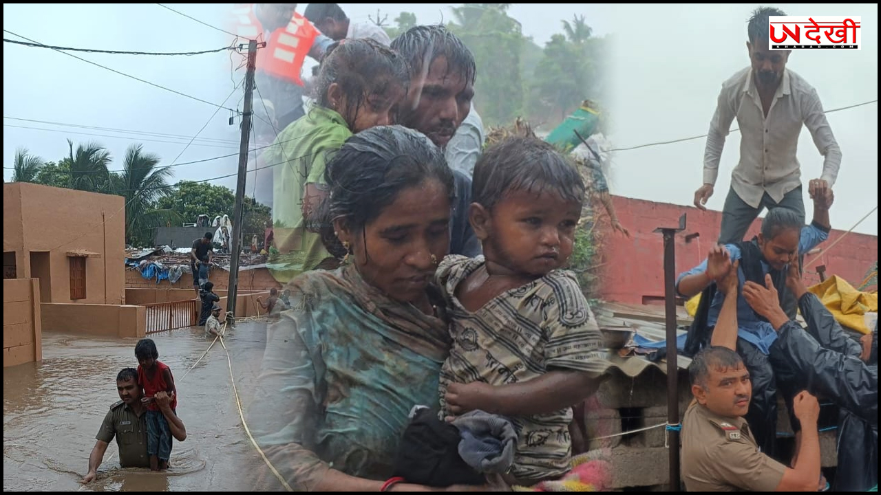 गुजरात के भावनगर में मूसलाधार बारिश का कहर, देखते ही देखते पानी में बह गए कई वाहन