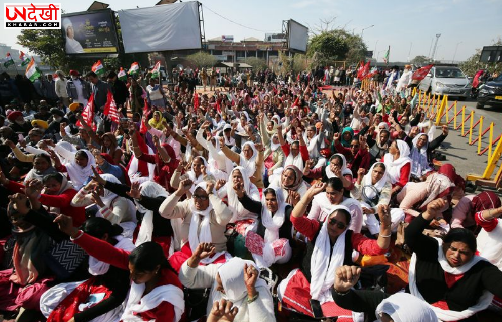 केंद्र की नीतियों के खिलाफ श्रमिकों और किसानों का बड़ा प्रदर्शन, भंडारी पुल पर विशाल रैली