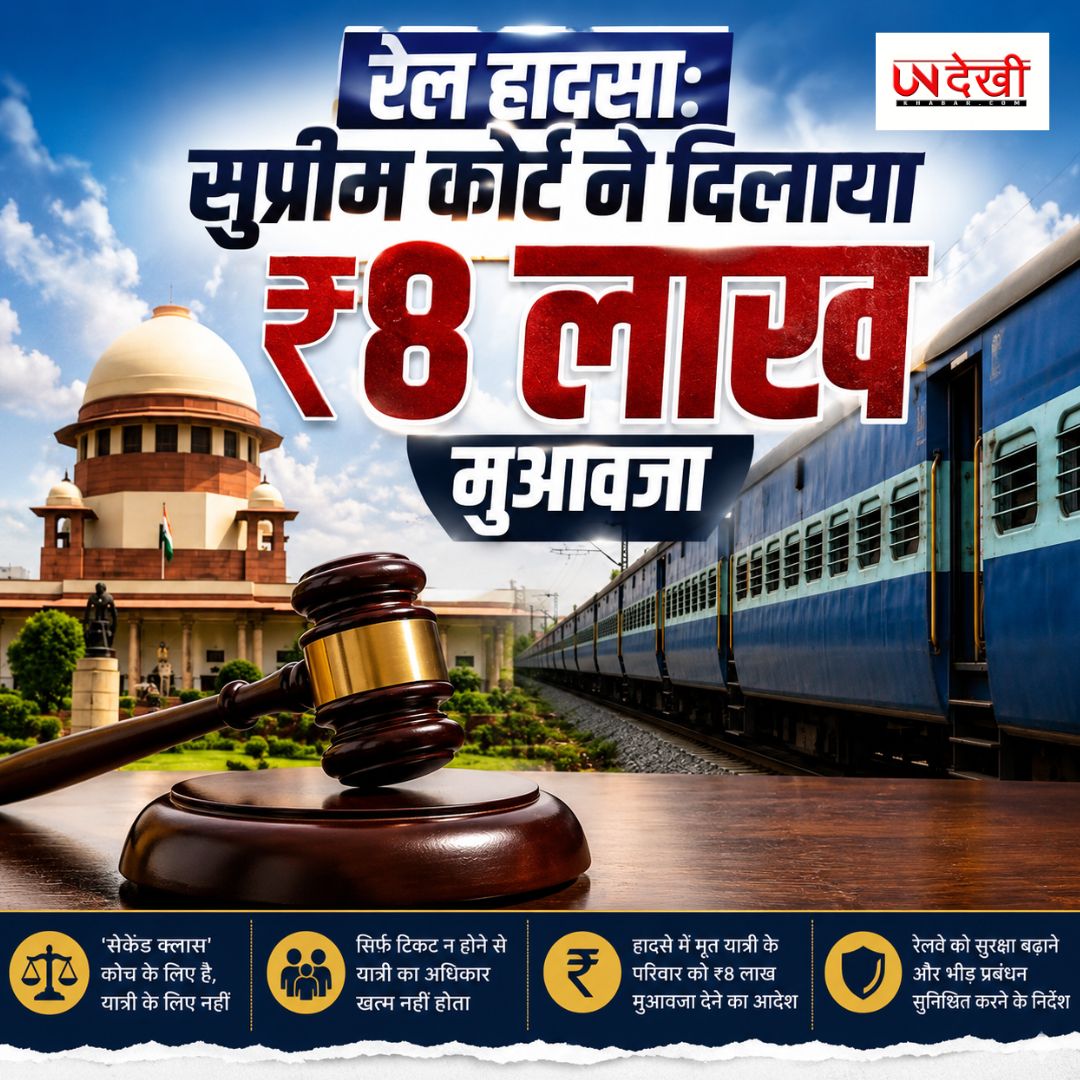 सुप्रीम कोर्ट का बड़ा फैसला: टिकट न मिलने पर भी नहीं रुकेगा मुआवजा, रेलवे को ₹8 लाख देने का आदेश