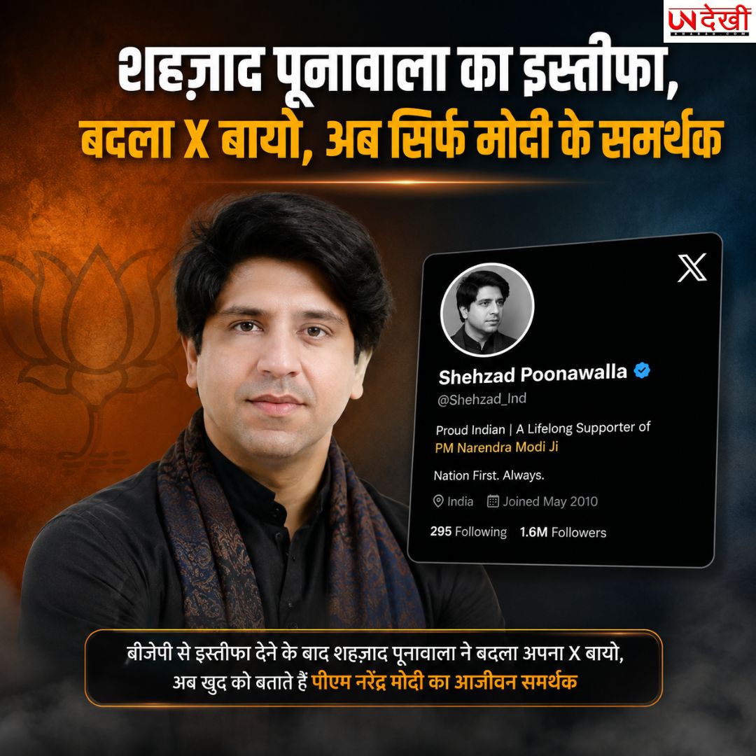 शहजाद पूनावाला के इस्तीफे की अटकलें तेज, X बायो से हटाया BJP का जिक्र; आधिकारिक पुष्टि नहीं