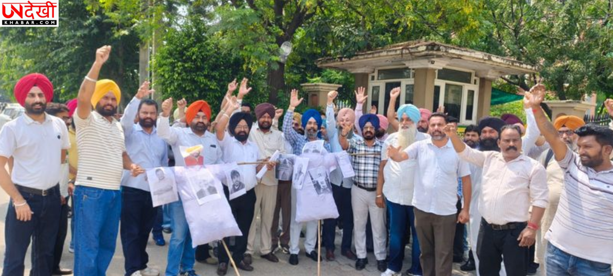 पंजाब में कर्मचारियों का सरकार के खिलाफ प्रदर्शन, CM भगवंत मान समेत केजरीवाल और वित्त मंत्री के पुतले फूंके