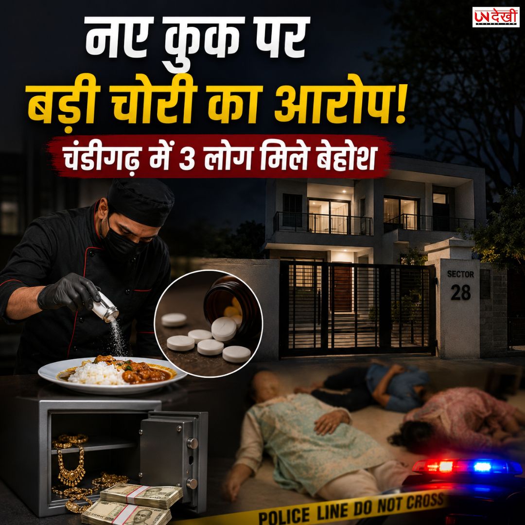 चंडीगढ़ में खाने में नशीला पदार्थ मिलाकर बड़ी चोरी का आरोप, नए कुक पर 3 लोगों को बेहोश करने का शक