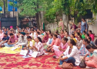 लुधियाना में कम्युनिटी हेल्थ ऑफिसर्स का प्रदर्शन, लंबित मांगों को लेकर सरकार के खिलाफ जताया रोष
