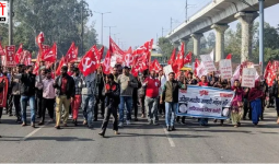 चार श्रम संहिताओं व अन्य विधेयकों के विरोध में शहर में प्रदर्शन, प्रधानमंत्री का पुतला फूंका