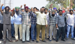 पंजाब रोडवेज कॉन्ट्रैक्ट वर्कर्स यूनियन का प्रदर्शन