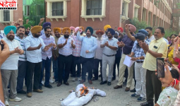 ‘महा हड़ताल’ पर कार्रवाई की चेतावनी से भड़के सरकारी कर्मचारी, अमृतसर में सरकार का पुतला फूंका