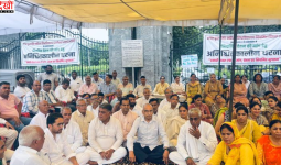 BPSMV खानपुर कलां में वेतन संकट पर कर्मचारियों का अनिश्चितकालीन धरना जारी, तीसरे दिन भी प्रदर्शन