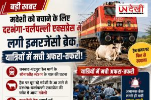 दरभंगा-चर्लपल्ली एक्सप्रेस में मवेशी आने से लगी इमरजेंसी ब्रेक, यात्रियों में मची अफरा-तफरी